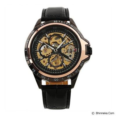 ESS Skeleton Leather Strap Automatic Mechanical Watch [WM267] - Black/Gold