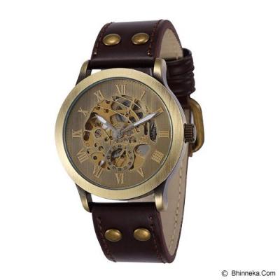 ESS Skeleton Leather Strap Automatic Mechanical Watch [WM411] - Black/Gold