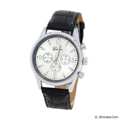 FASHION STREET Exclusive Imports Men's Black Faux Leather Quartz Analog Wrist Watch [642874] - White