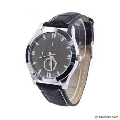 FASHION STREET Exclusive Imports Sub-Dials Faux Leather Analog Quartz Wrist Watch [642730] - Black