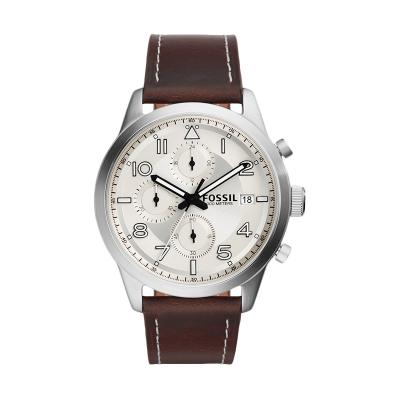 FOSSIL Daily Chronograph Silver Brown FS5138 Jam Tangan Pria