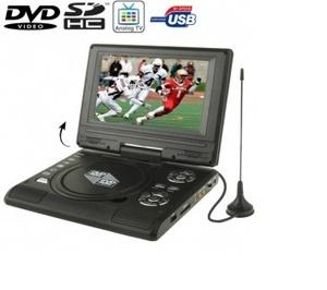 FT LCD Color Analog TV 7.5 inch with DVD Player - Black