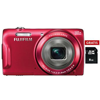 Fujifilm Finepix T500 - 12x Zoom - Merah + SDHC 8GB  