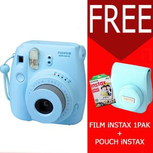 Fujifilm Instax Mini 8 8S BLUE Free Pouch + 1Pack Film Polos BIRU