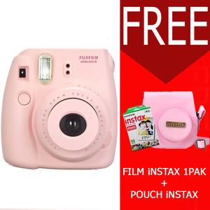 Fujifilm Instax Mini 8 8S PINK Free Pouch + 1Pack Film Polos PINK