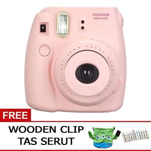 Fujifilm Instax Mini 8 8S Pink Free Tas Serut + Wooden Clip PINK