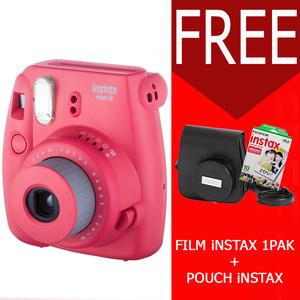 Fujifilm Instax Mini 8 8S RASPBERRY RED Free Pouch + 1Pack Film MERAH