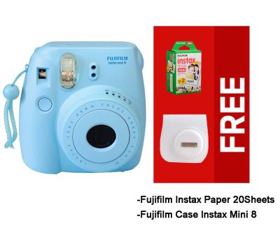 Fujifilm Instax Mini 8 Blue Kamera Instax (Instax + Paper20 + Case)
