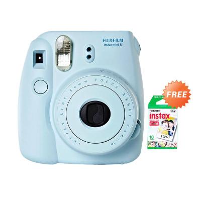 Fujifilm Instax Mini 8 Blue Kamera Polaroid + Paper Pack