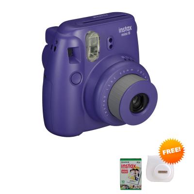 Fujifilm Instax Mini 8 Kamera Instax - Grape + Free Paper10 + Case