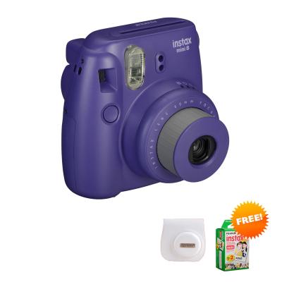 Fujifilm Instax Mini 8 Kamera Instax - Grape + Free Paper20 + Case