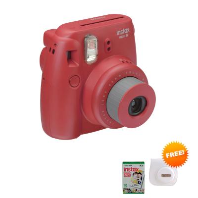 Fujifilm Instax Mini 8 Kamera Instax - Raspberry + Free Paper10 + Case