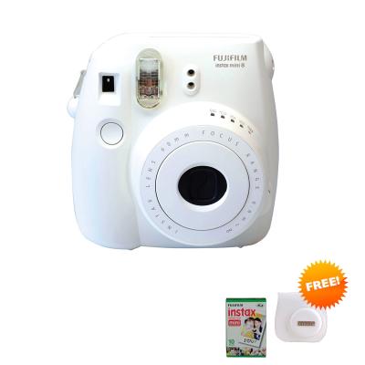Fujifilm Instax Mini 8 Kamera Instax - White + Free Paper10 + Case