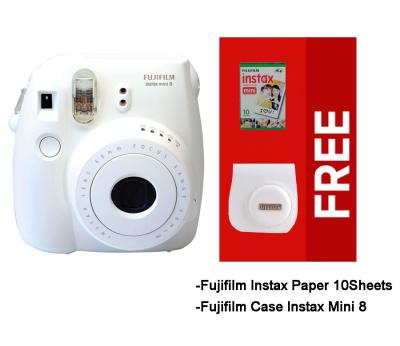 Fujifilm Instax Mini 8 White Kamera Instax (Instax + Paper10 + Case)