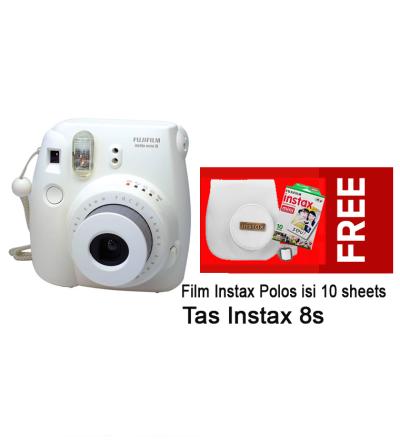 Fujifilm Instax Mini 8S - Putih + Free Pouch Kulit 8s+1Pack Film instax mini isi 10 Mini 8s