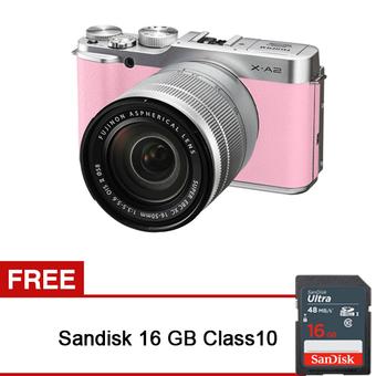 Fujifilm X-A2 - 16.3 MP - Kit XC16-50mm f/3.5-5.6 OIS II - Pink + Gratis Sandisk 16 GB  