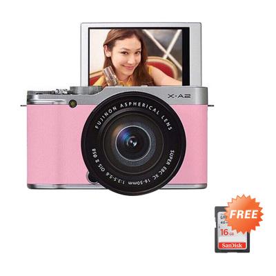 Fujifilm X-A2 Kit 16-50mm Kamera Mirrorless - Pink + Free Memory SDHC 16 GB