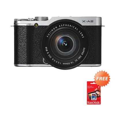 Fujifilm X-A2 Kit 16-50mm Silver Kamera Mirrorless [16 MP] + Sandisk SDHC 8 GB