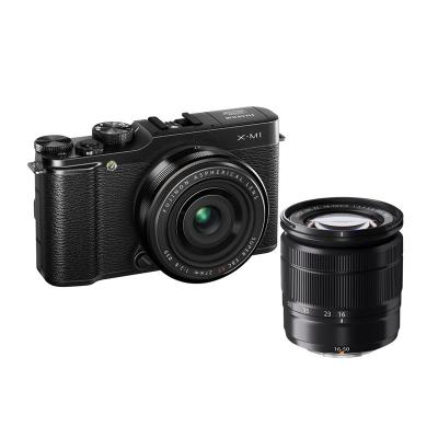 Fujifilm X-M1 Double Kit XC16-50mm f/3.5-5.6 OIS + XF27mm f/2.8 Hitam Kamera Mirrorless
