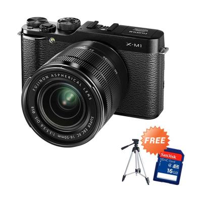 Fujifilm X-M1 Kit XC16-50mm f/3.5-5.6 OIS Hitam Kamera Mirrorless + Sandisk SDHC [16 GB] + Tripod Excell Promoss