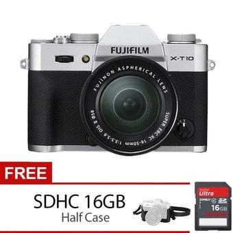 Fujifilm X-T10 16-50mm II - 16.3 MP - Silver + Gratis SDHC Ultra 16GB + Half Case  