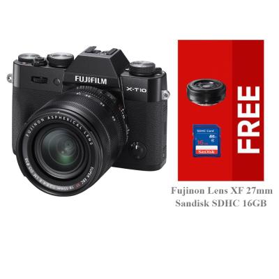 Fujifilm X-T10 Kit 18-55mm - Hitam Free Fujinon Lens XF27mm + Sandisk SDHC 16GB