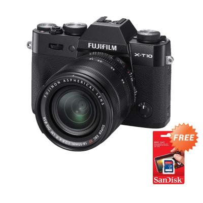 Fujifilm X-T10 Kit 18-55mm Hitam Kamera Mirrorless [16 MP] + SanDisk SDHC 8 GB