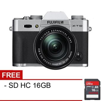 Fujifilm X-T10 Kit XC16-50mm f3.5-5.6 OIS - 16.3 MP - Silver + Gratis SDHC Ultra 16GB  