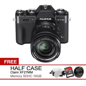 Fujifilm X-T10 XT10 18-55 - Hitam + Gratis Claim Lens XF27MM+Memory SDHC 16 GB+Half Case  