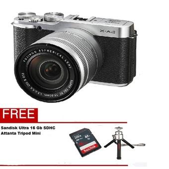 Fujifilm XA2 - 16 MP - Silver + Gratis Memory Sandisk + Tripod Mini  