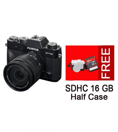 Fujifilm XT10 X-T10 16-50mm - Hitam + Free Half Case+Memory SDHC 16GB