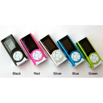 GE Mini Clip LCD Screen Music Player With Flashlight Card Slot Support TF Card FM Mp3 Player (Blue)  