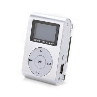 GE Silver Mini MP3 Player Clip USB FM Radio LCD Screen Support for 32GB Micro SD (Intl)  