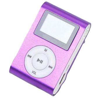 GETEK 32GB Micro SD TF Card FM Radio LCD Screen USB Mini Clip MP3 Player (Purple) (Intl)  