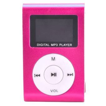 GETEK 32GB Micro SD TF Card FM Radio USB Mini Clip MP3 Player LCD Screen (Pink)  