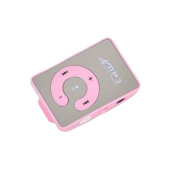 GETEK Mini Mirror Clip USB Digital Mp3 Music Player Support Up 8GB SD TF Card (Pink)  