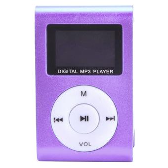 GETEK USB Mini Clip MP3 Player LCD Screen Support 32GB Micro SD TF Card FM Radio (Purple)  