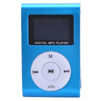 GETEK USB Mini Clip MP3 Player LCD Screen Support 32GB Micro SD TF Card FM Radio (Blue)  