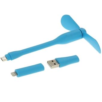 Ghz 3 in 1 Mini Portable USB Fan for Smartphone / iPhone / PC / Laptop - (Lightning 8pin + Micro + USB) - Biru  
