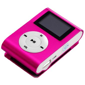 GoSport USB Mini Clip MP3 Player LCD Screen Support 32GB Micro SD TF Card FM Radio (Pink)  