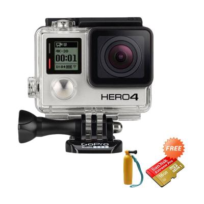 Gopro Hero 4 Silver Action Camera + Hand Grip Kuning + SanDisk 16 GB