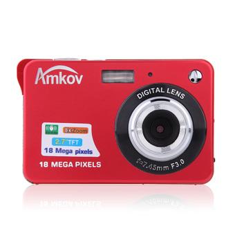 HD Digital Camera 18MP 2.7" TFT 8x Zoom Smile Capture Anti-shake Video Camcorder red  