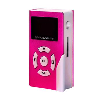 HKS 32GB Mini USB Clip MP3 Player LCD Screen Support Micro SD TF Card (Hot Pink) (Intl)  