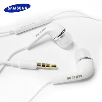 Handsfree Samsung S4/S5 Flat Kabel With Volume Control Original - Putih  