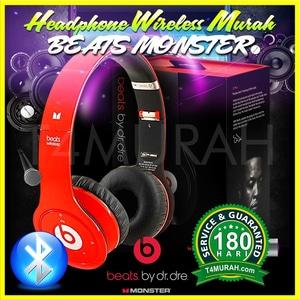 Headphone Beats by dr dre Studio Wireless Monster Bass Bluetooth Merah