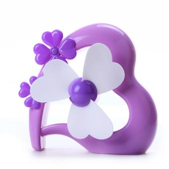 Heart-Shaped USB Mini Fan (Purple) (Intl)  