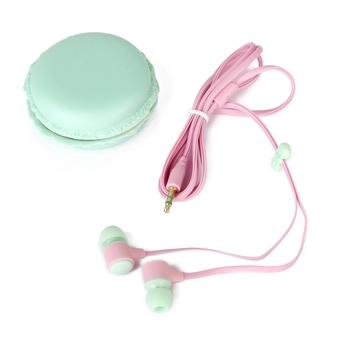 In-Ear Earphone with Cute Colorful Macaron Storage Box (Pink)  