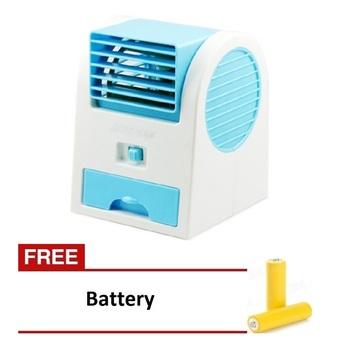 Kokakaa Mini AC Cooling Fan Portable - Biru + Gratis Baterai 3 Buah  