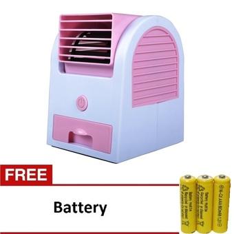Kokakaa Mini AC Cooling Fan Portable - Pink + Gratis Baterai 3 Buah  