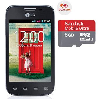 LG L40 Dual SIM Hitam Free Case + Sandisk Micro SD 8GB  